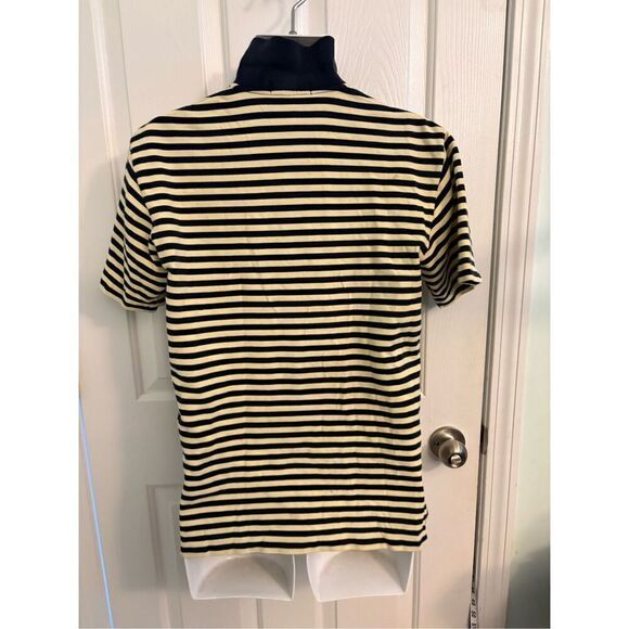 Polo by Ralph Lauren Y2K Yellow and Navy Striped Polo Shirt. Size Medium - Picture 6 of 6
